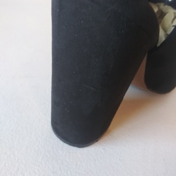 Shoe Dazzle Lucinda women's size 9.5 Black faux suede, open toe high heel shoes - Picture 7 of 16